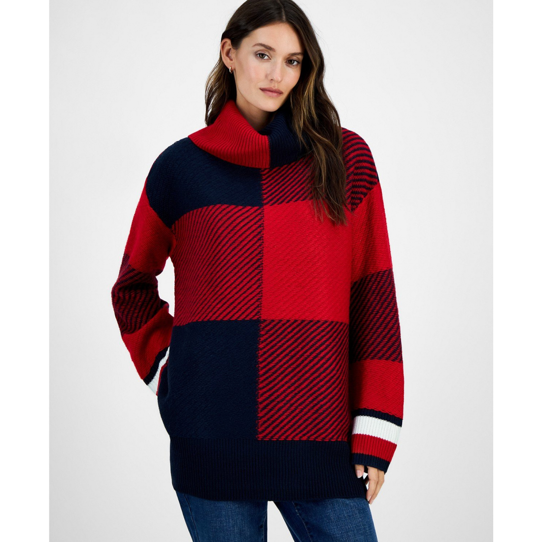 Women's 'Plaid Cowlneck' Sweater