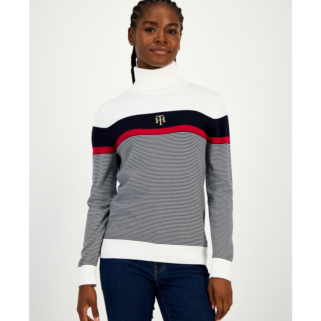 Pull à col roulé 'Striped' pour Femmes