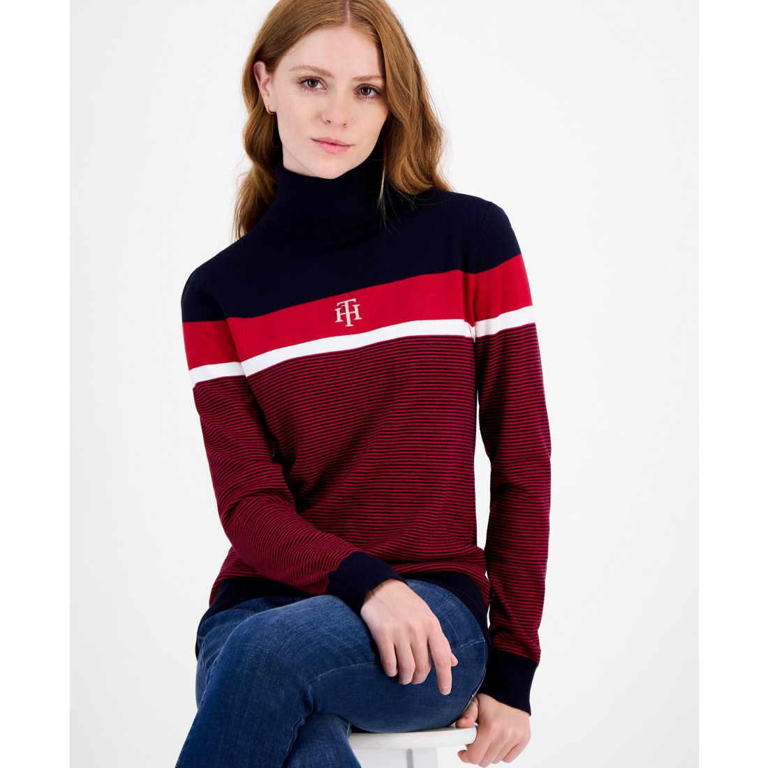 Pull à col roulé 'Striped' pour Femmes