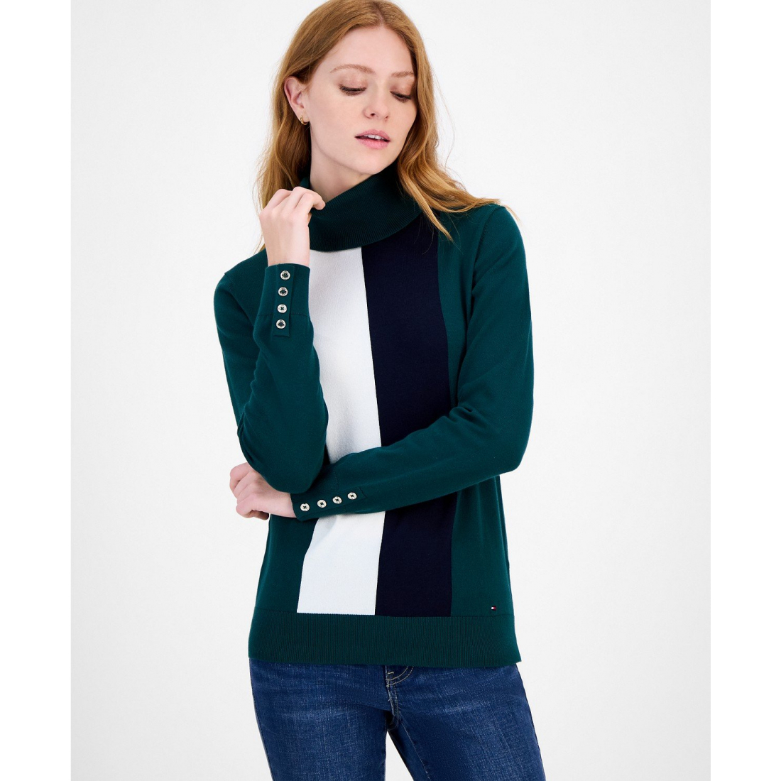 Women's 'Vertical Stripe' Turtleneck Sweater