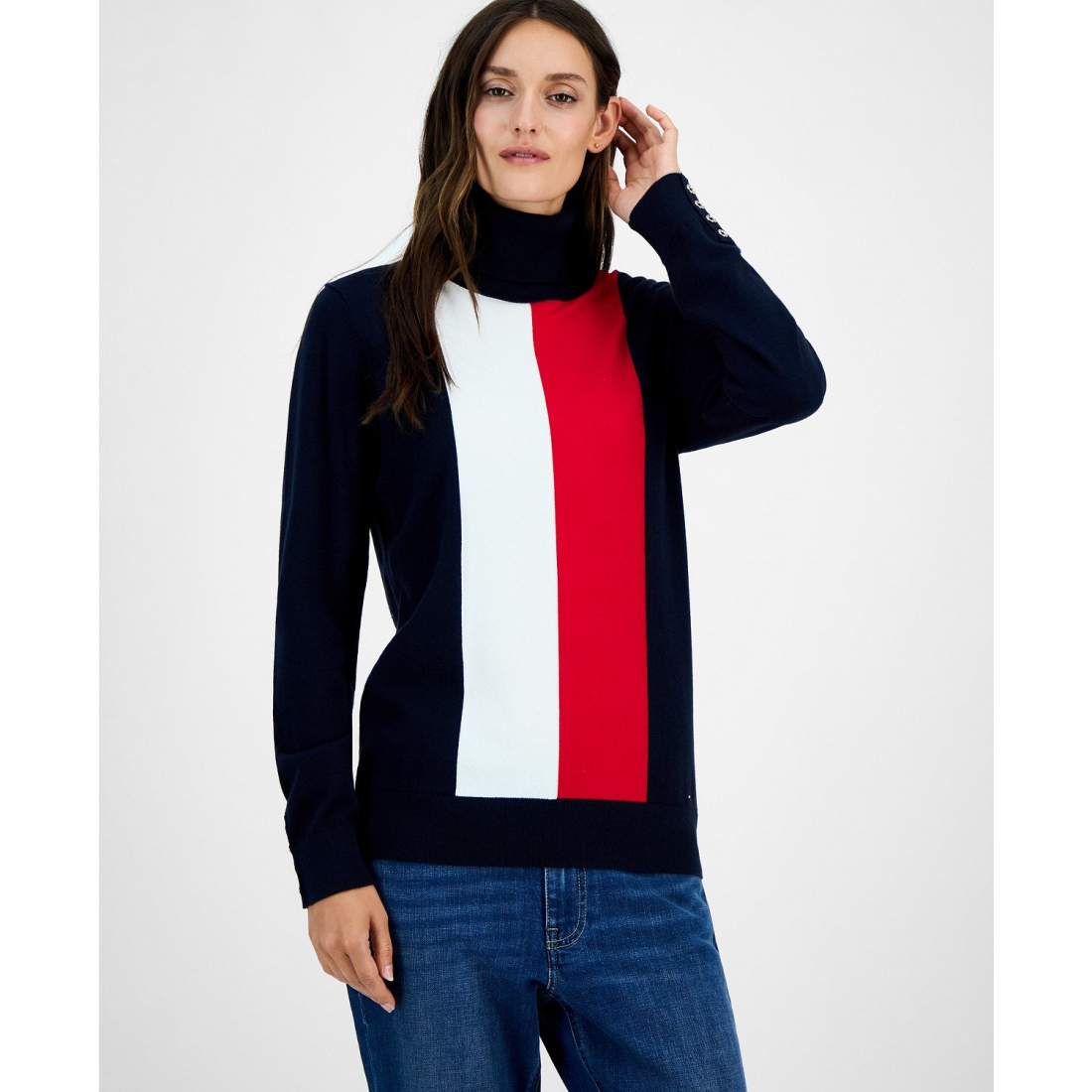 Pull à col roulé 'Vertical Stripe' pour Femmes