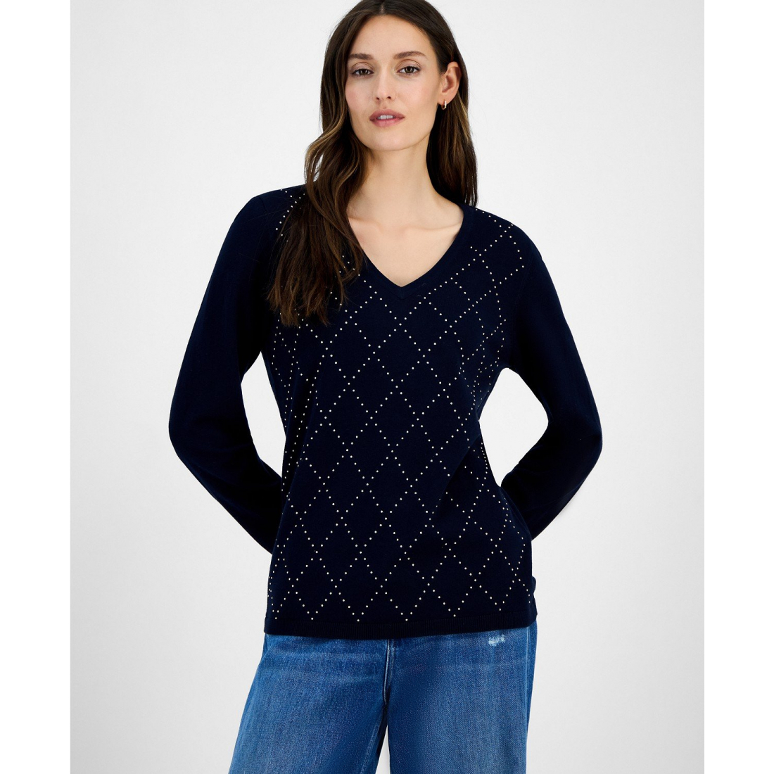 Pull 'Argyle V-Neck' pour Femmes