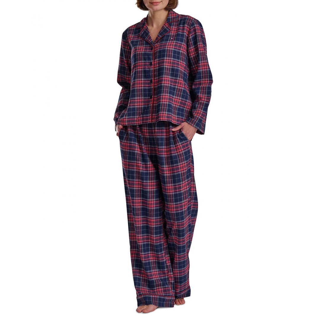 Pyjama Set 'Notch Collar Flannel' pour Femmes
