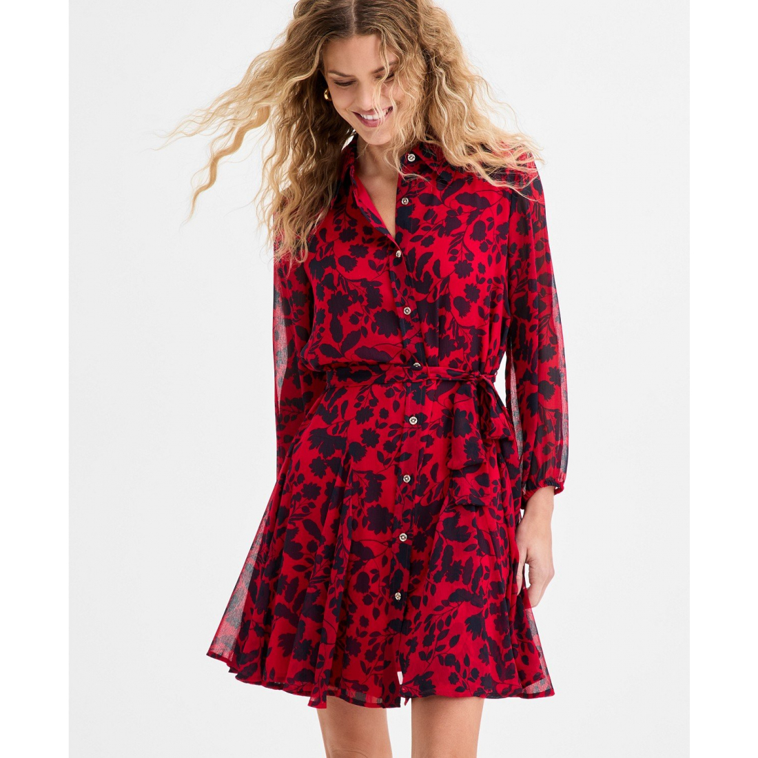 Robe 'Floral Print Belted' pour Femmes