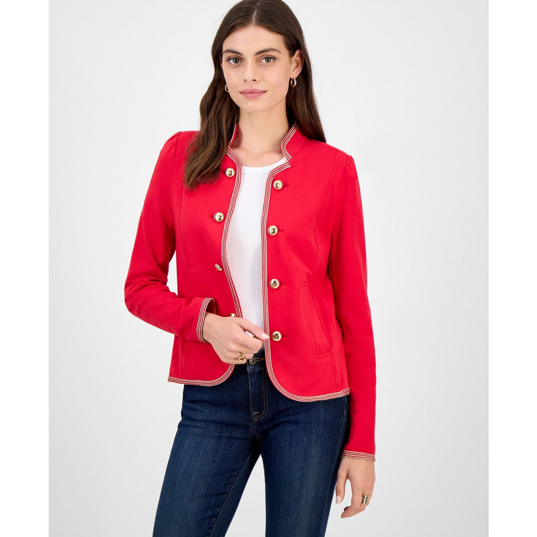 Veste courte 'Metallic-Trim Band-Collar' pour Femmes
