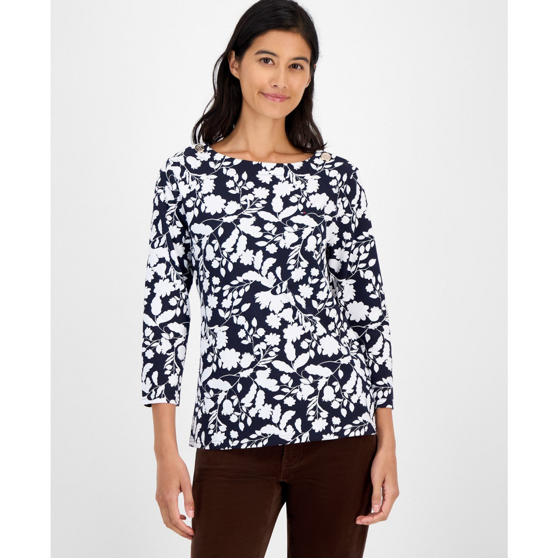 Top 'Button-Trim' pour Femmes