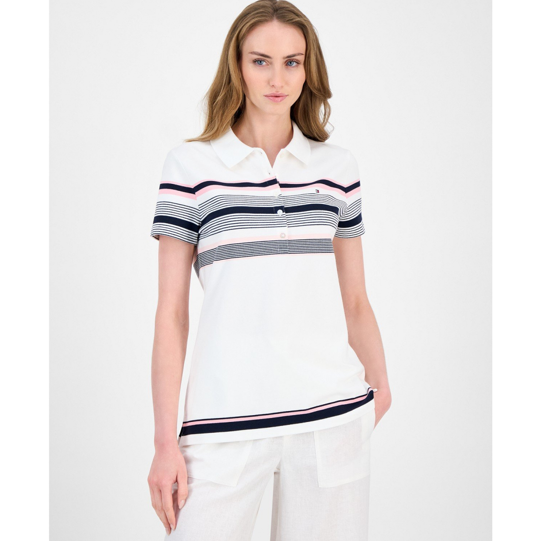 Polo 'Striped Piqué' pour Femmes