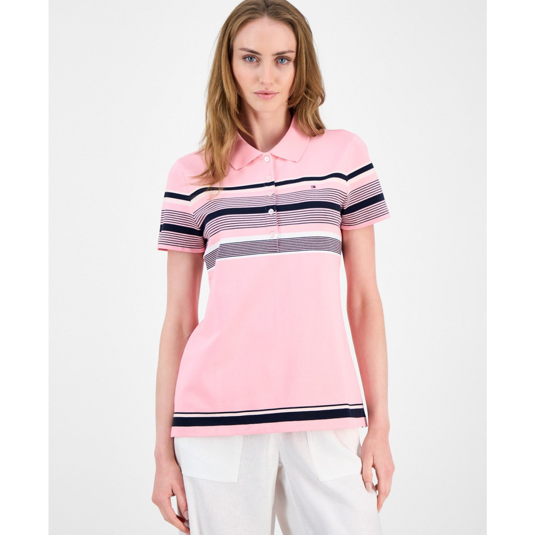 Polo 'Striped Piqué' pour Femmes