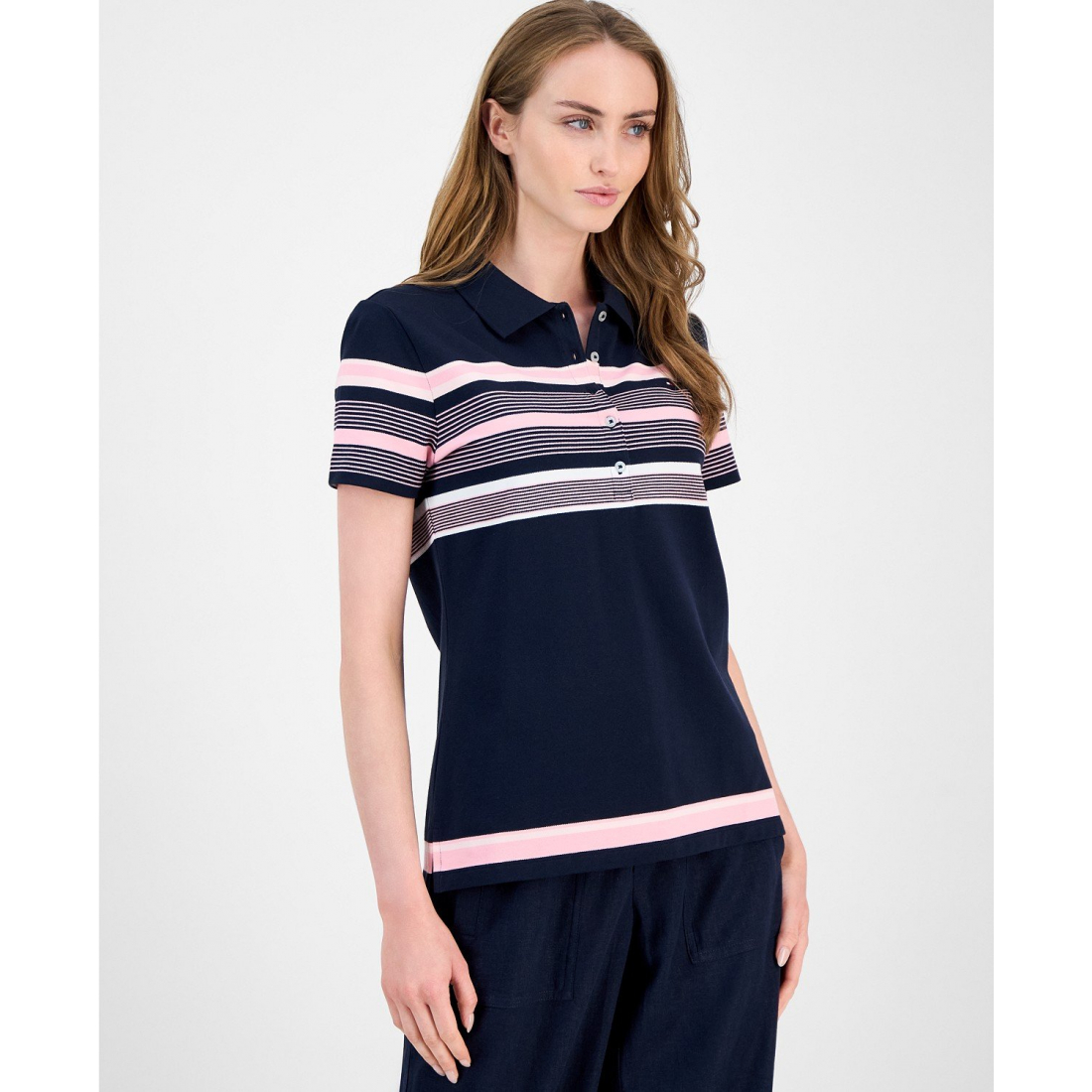 Polo 'Striped Piqué' pour Femmes