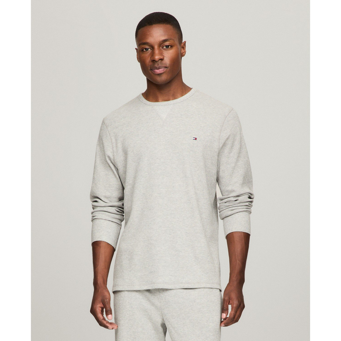 Top à manches longues 'Waffle-Knit Long-Sleeve Crewneck Thermal' pour Hommes