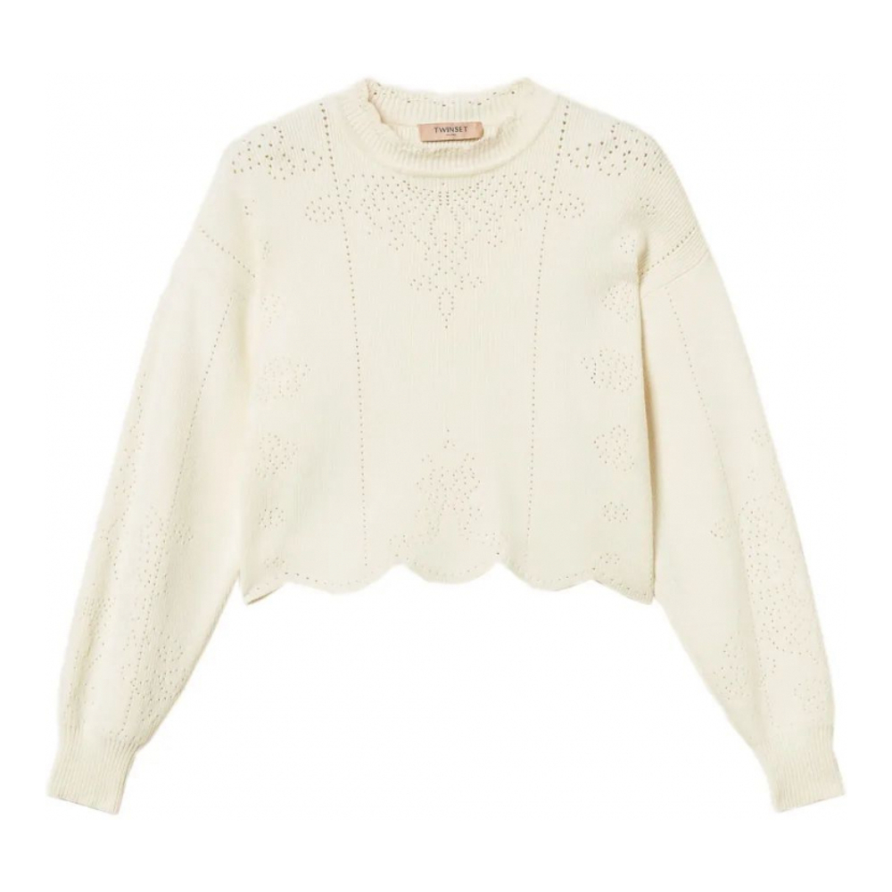 Women's 'Scallop-Hem Cropped' Sweater