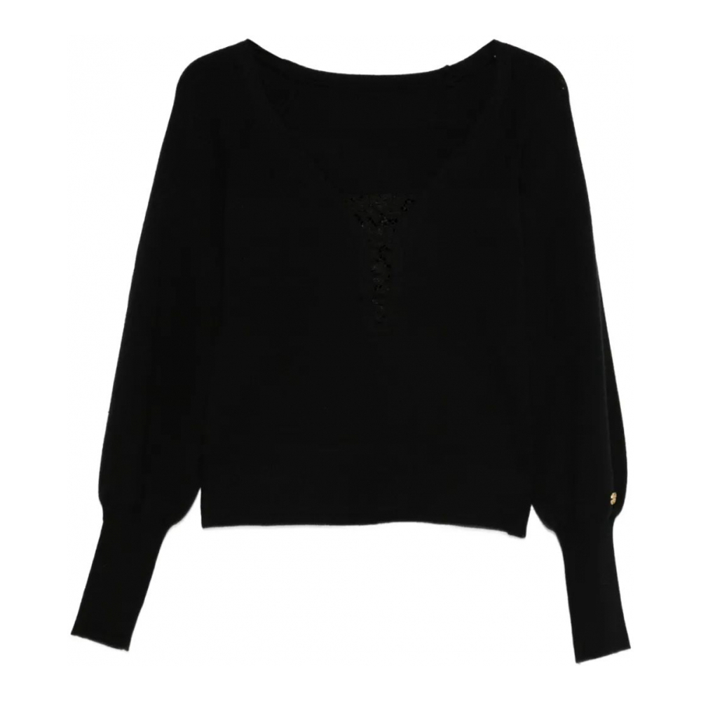 Pull 'Lace-Detail Puff-Sleeve' pour Femmes