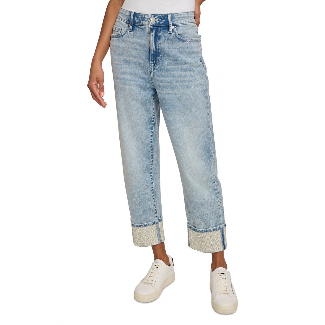 'High-Rise Crystal-Cuff Jeans' pour Femmes