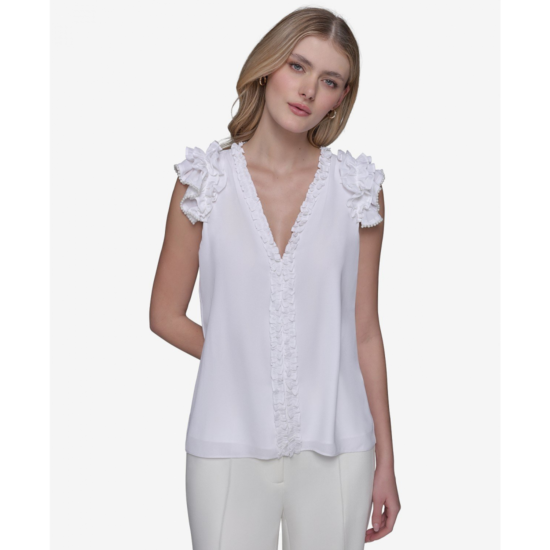 'Ruffled Sleeveless Top' pour Femmes