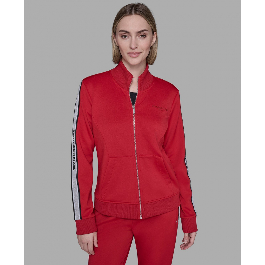 'Logo Tape Zip Up Jacket' pour Femmes