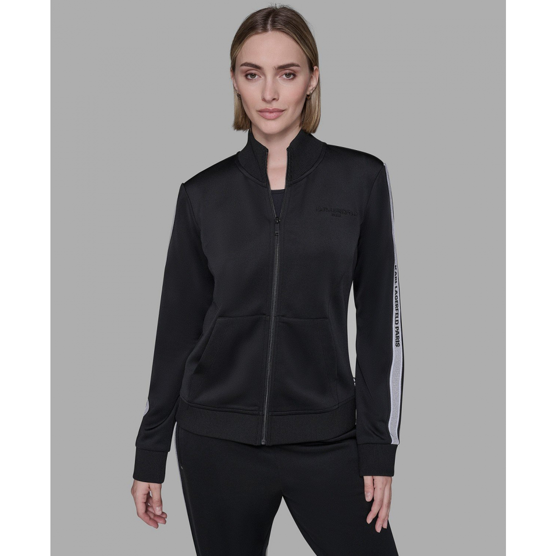 'Logo Tape Zip Up Jacket' pour Femmes