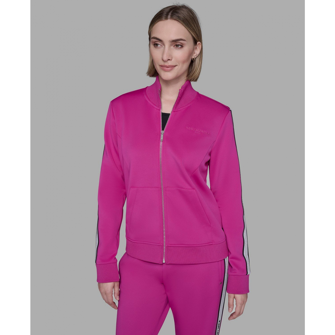 'Logo Tape Zip Up Jacket' pour Femmes