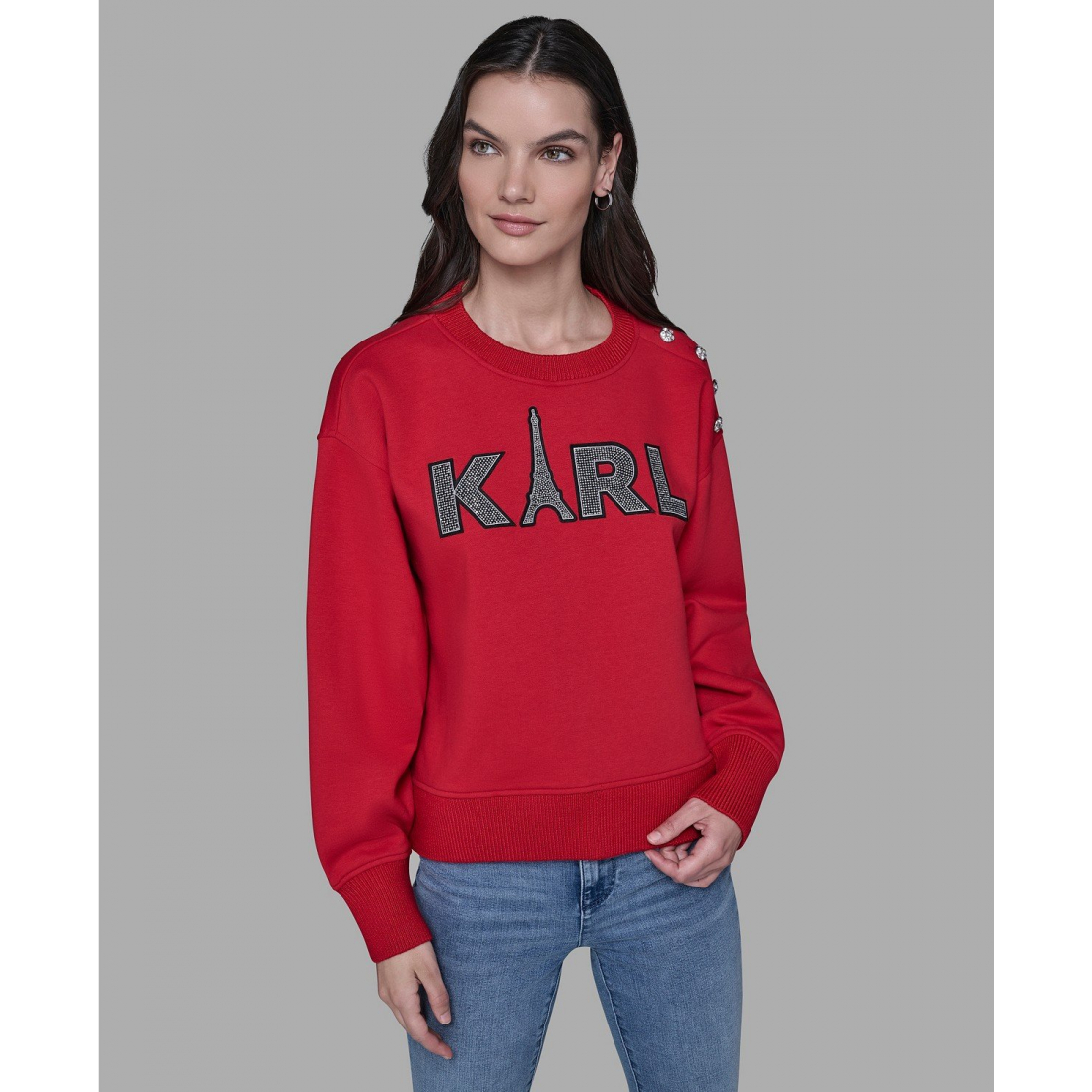 'Embellished Long Sleeve Sweatshirt' pour Femmes