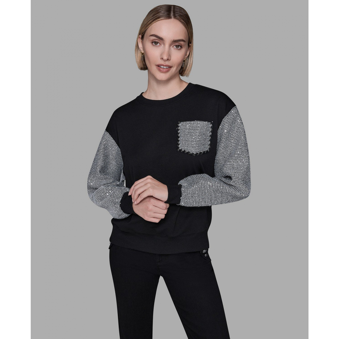 'Embellished Sleeve Sweatshirt' pour Femmes