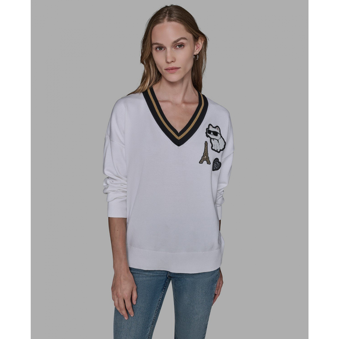 'Patch Detail Sweater' pour Femmes