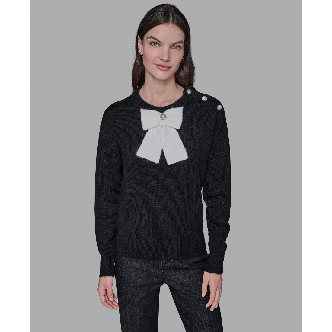 'Big Bow Applique Long Sleeve Sweater' pour Femmes