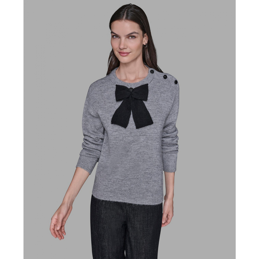 'Big Bow Applique Long Sleeve Sweater' pour Femmes