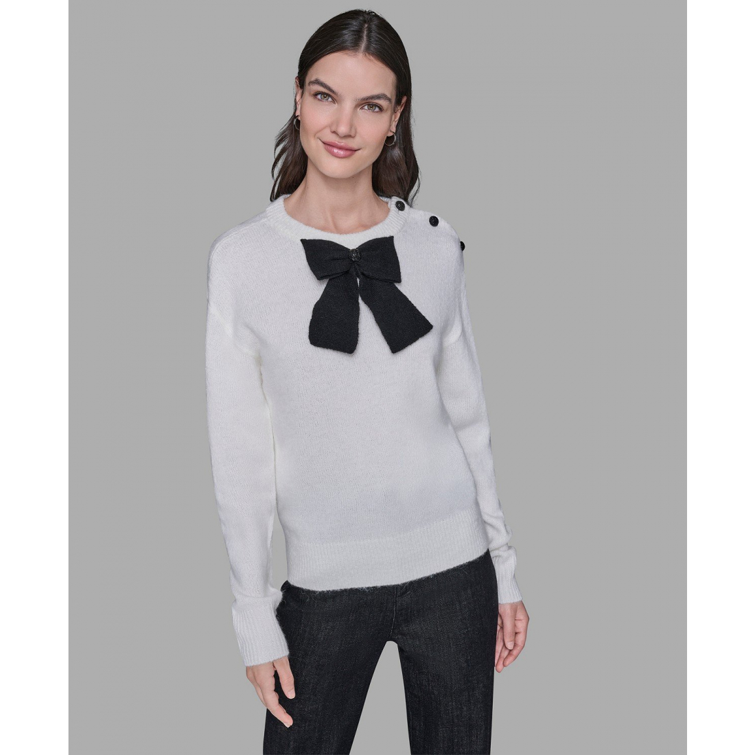 'Big Bow Applique Long Sleeve Sweater' pour Femmes