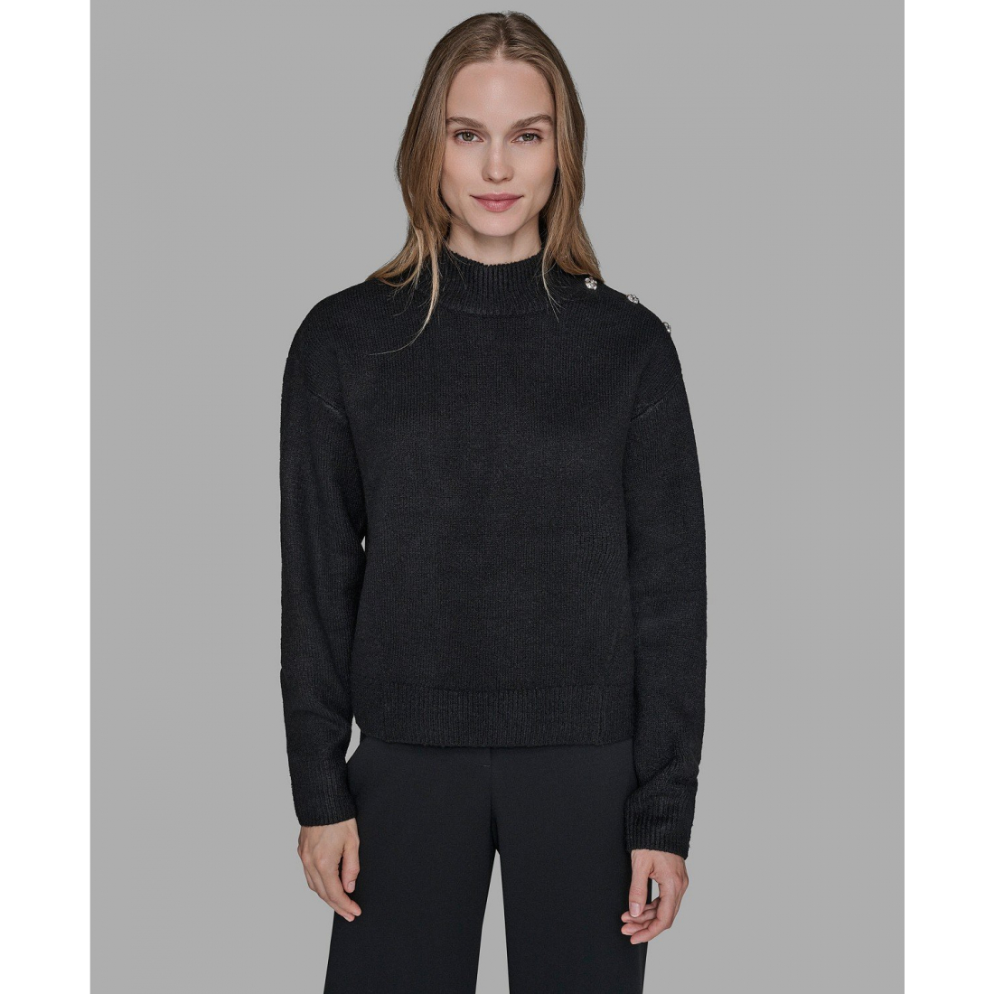 Pull 'Button Shoulder Long Sleeve' pour Femmes