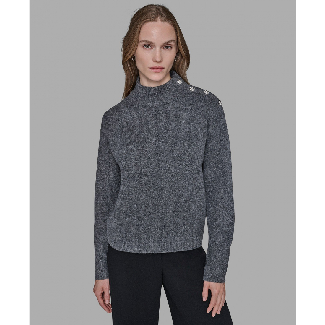 Pull 'Button Shoulder Long Sleeve' pour Femmes