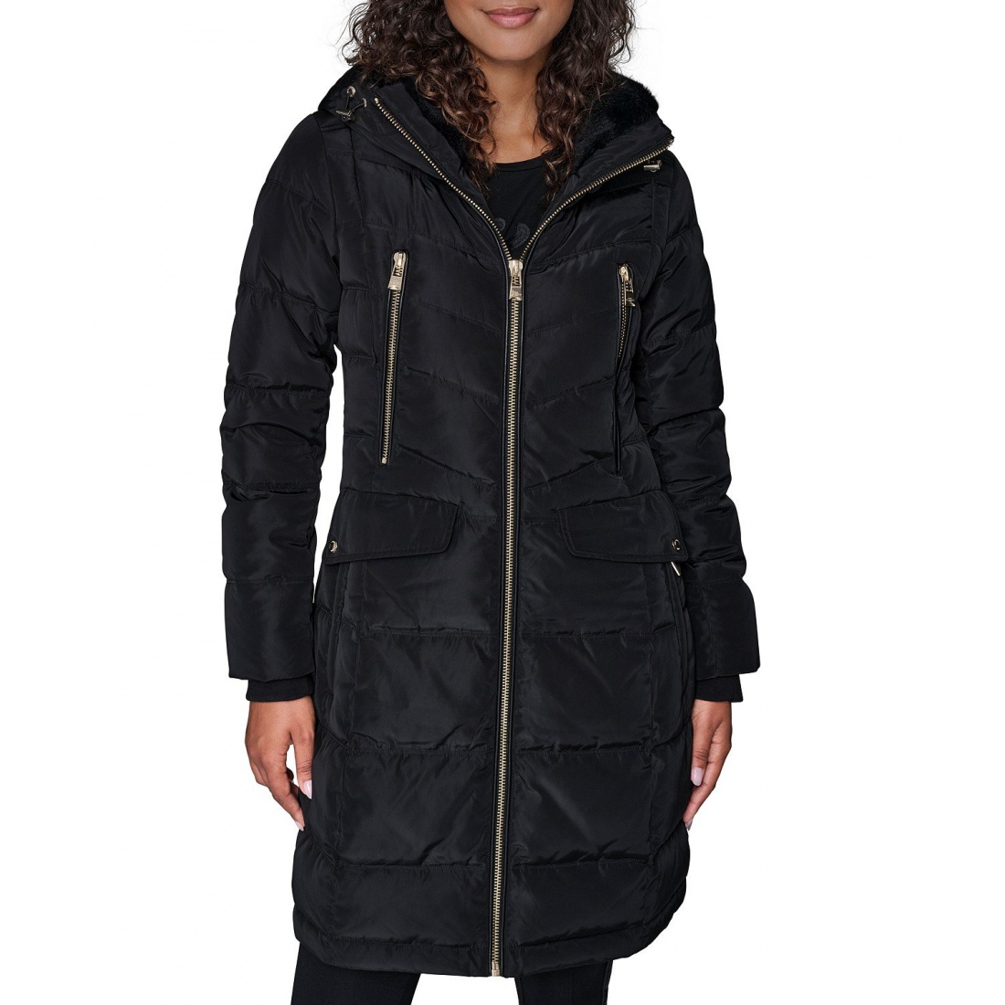 'Hooded Luxe Twill Detail Puffer Coat' pour Femmes