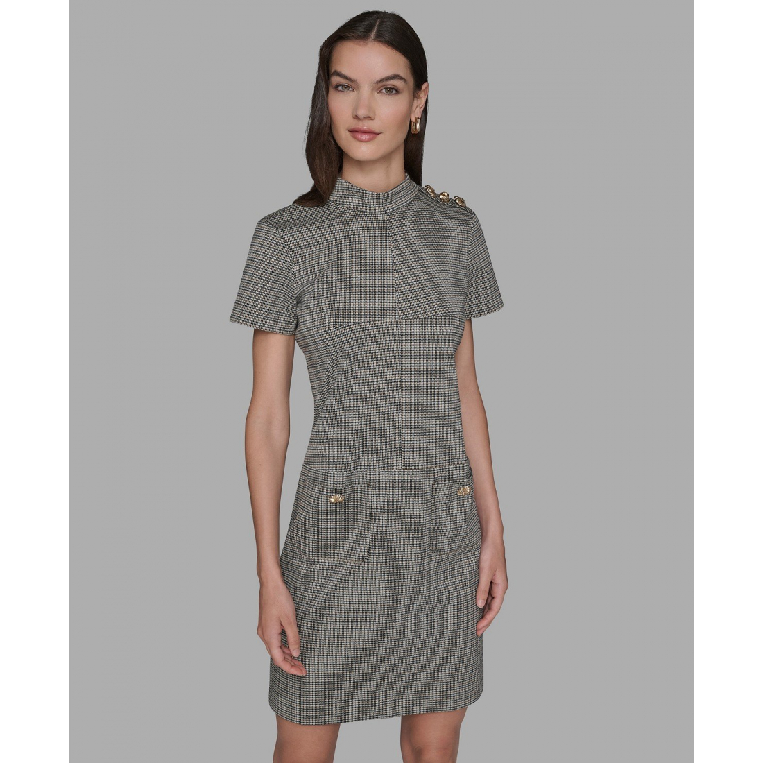'Houndstooth Pocket Dress' pour Femmes
