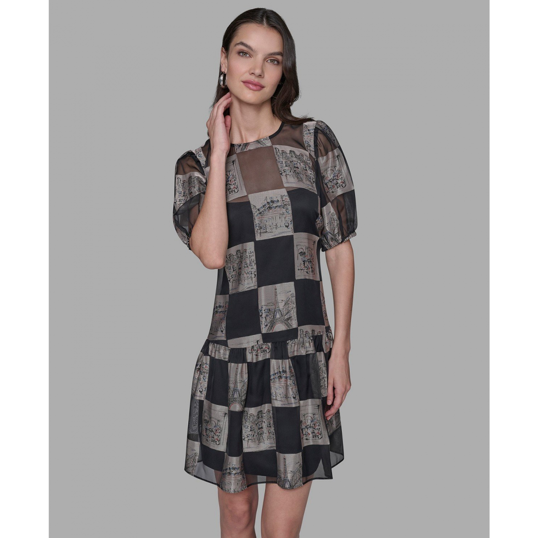 'Graphic Burnout Printed Crew Neck Dress' pour Femmes