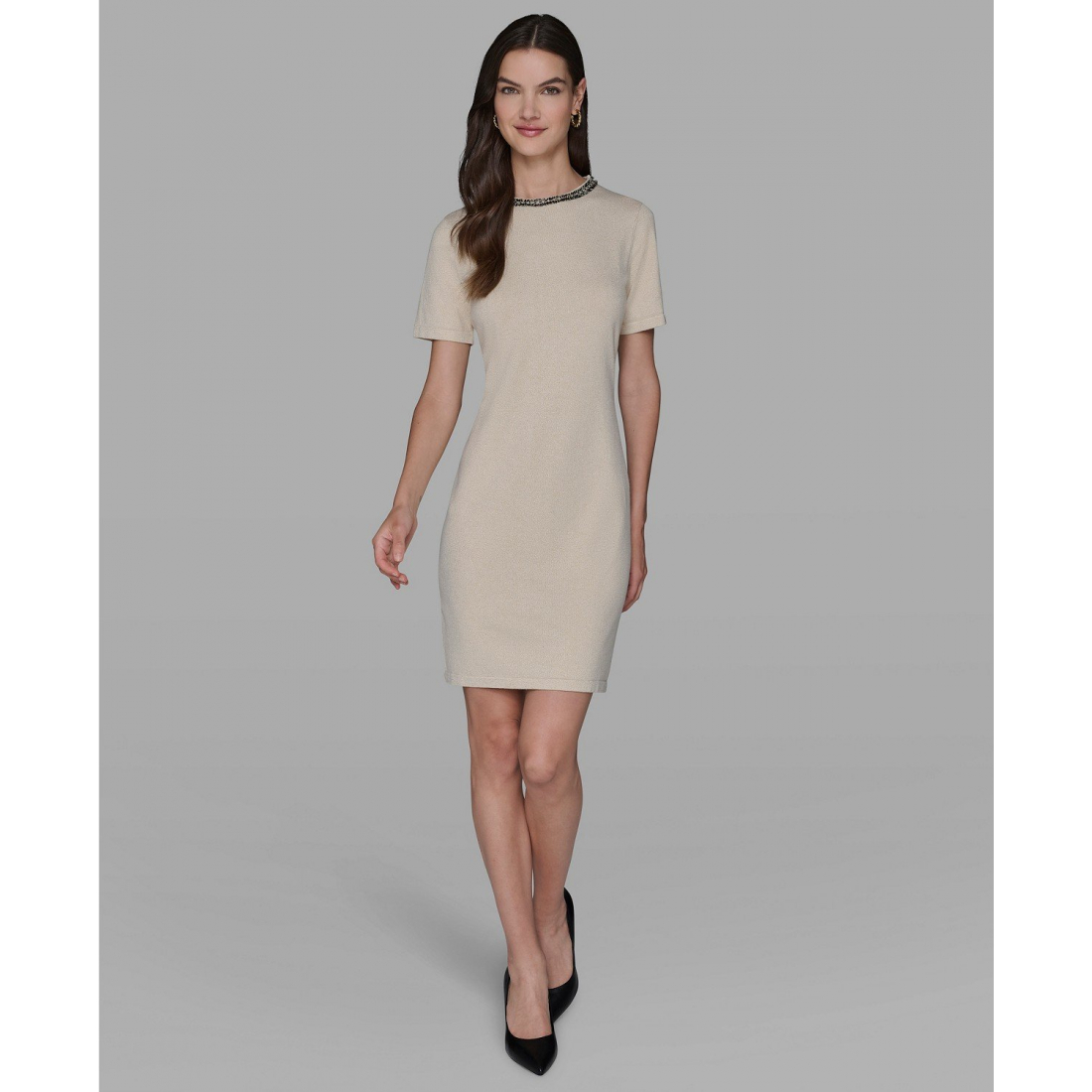 Robe pull 'Rhinestone Embellished Crew Neck' pour Femmes