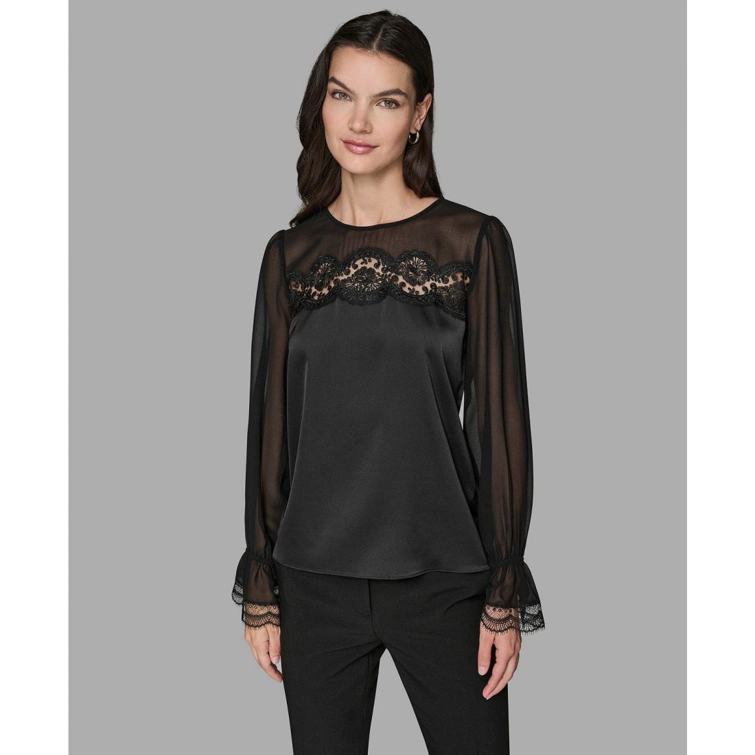 'Long Sleeve Lace Top' pour Femmes