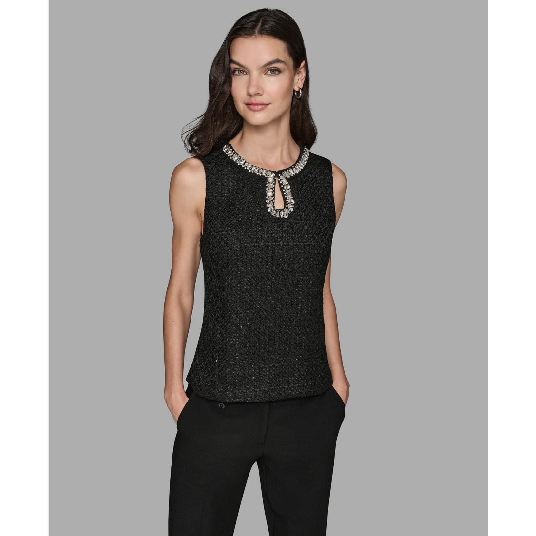 'Novelty Embellished Neck Top' pour Femmes