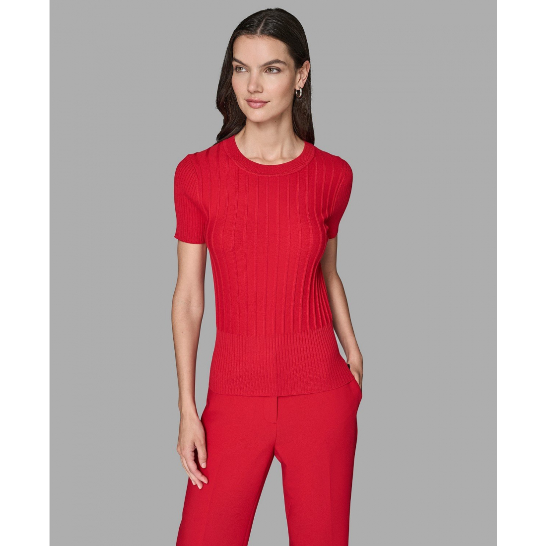 'Short Sleeve Sweater Knit Top' pour Femmes