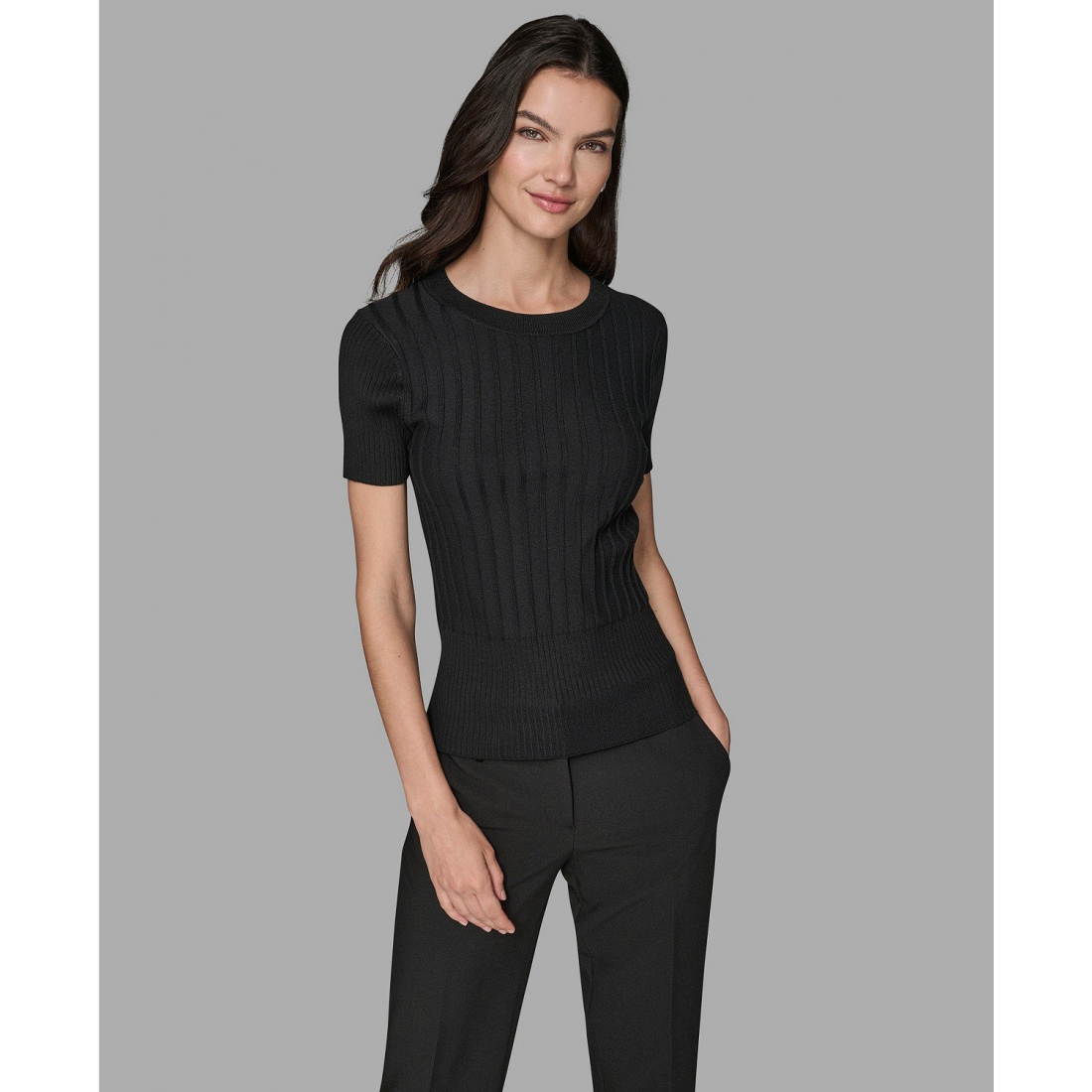 'Short Sleeve Sweater Knit Top' pour Femmes