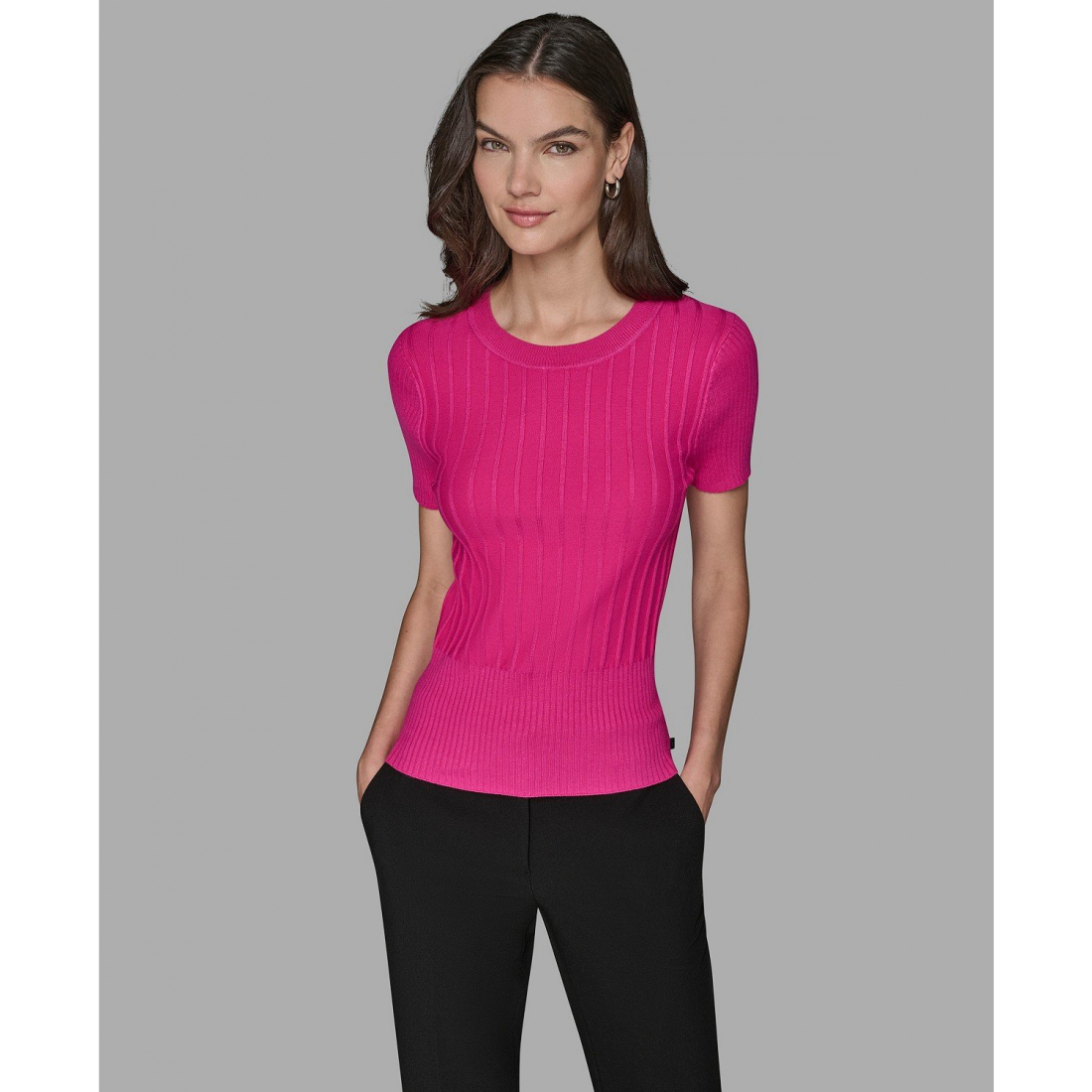 'Short Sleeve Sweater Knit Top' pour Femmes