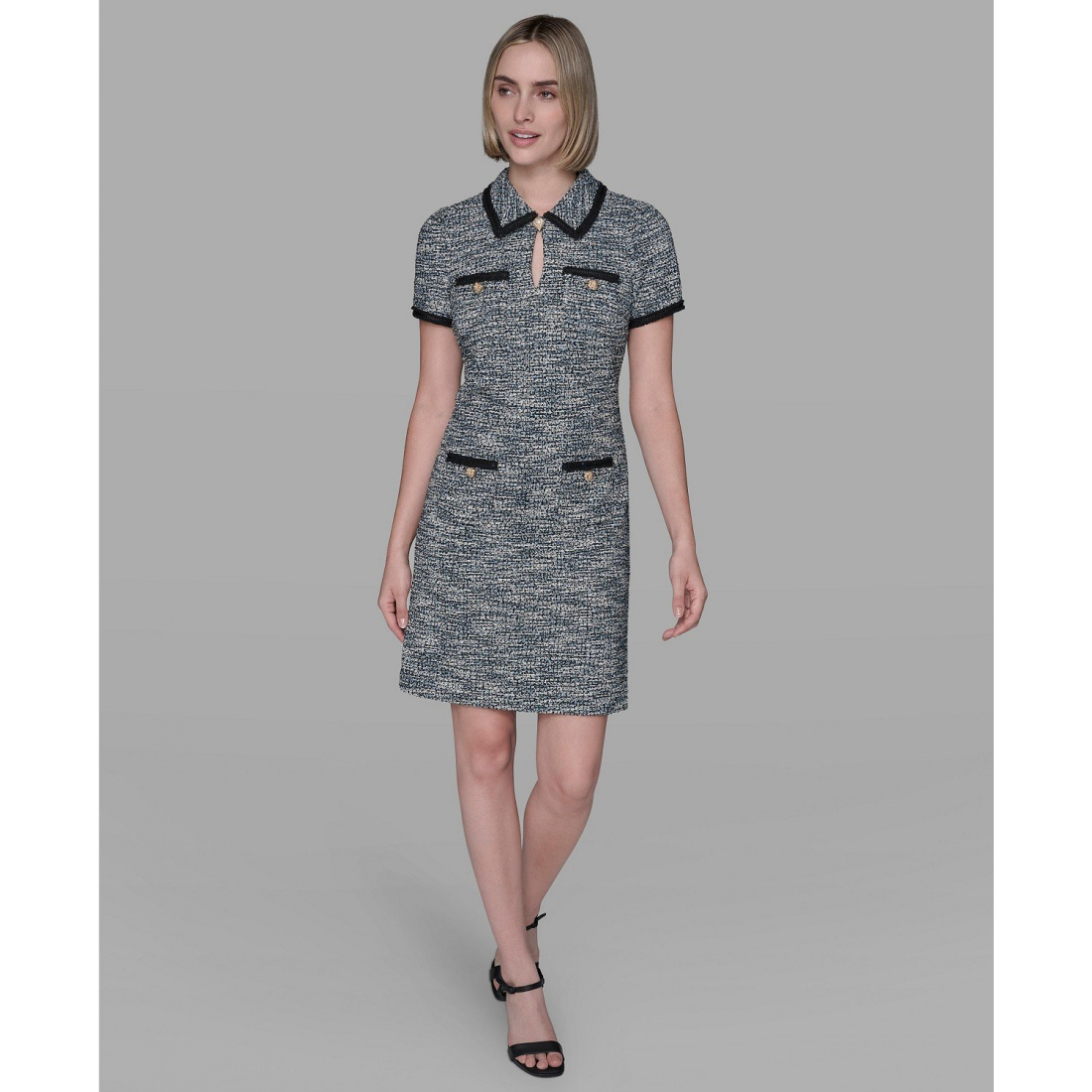 'Tweed Collared Shift Dress' pour Femmes
