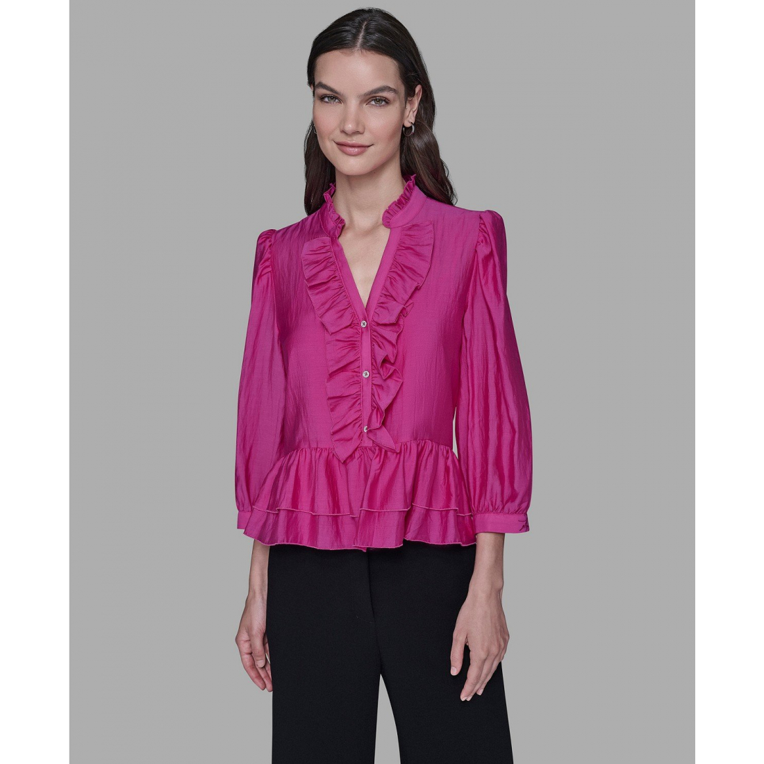 'V-Neck Ruffle Detail Top' pour Femmes
