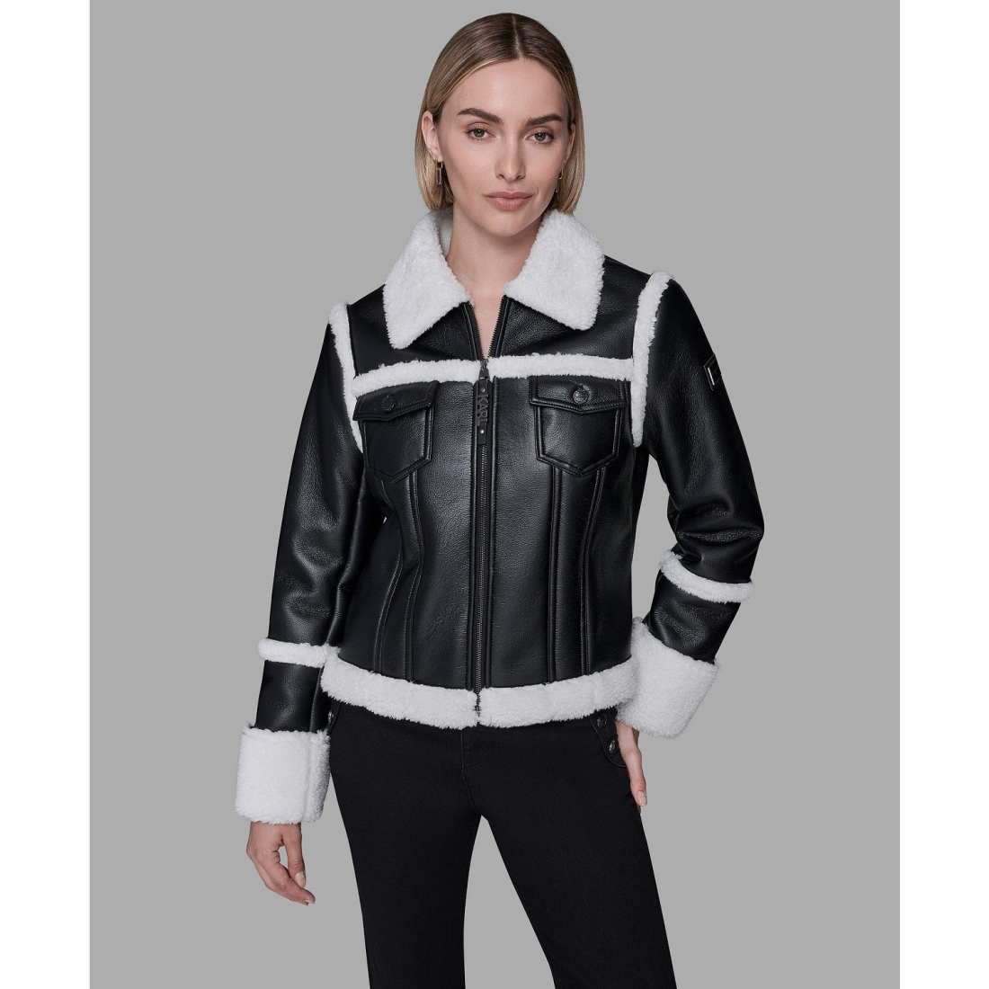 'Collared Fuzzy Jacket' pour Femmes