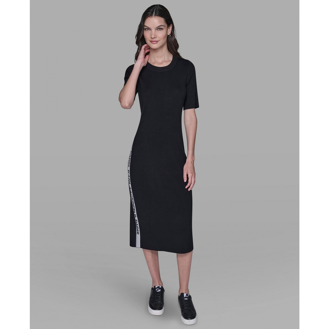 'Mock Neck Logo Trim Dress' pour Femmes
