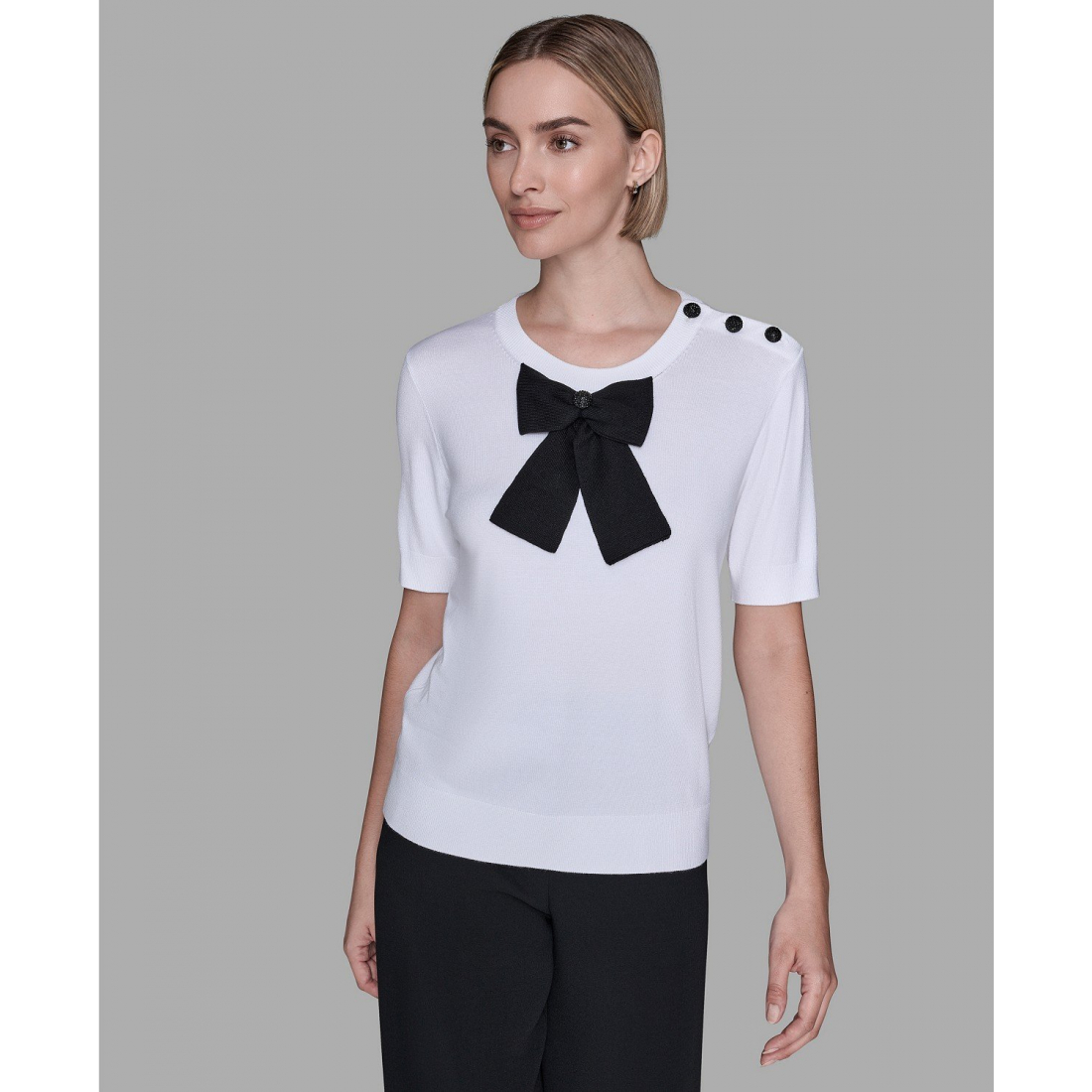 'Crewneck Big Bow Applique Detail Sweater' pour Femmes