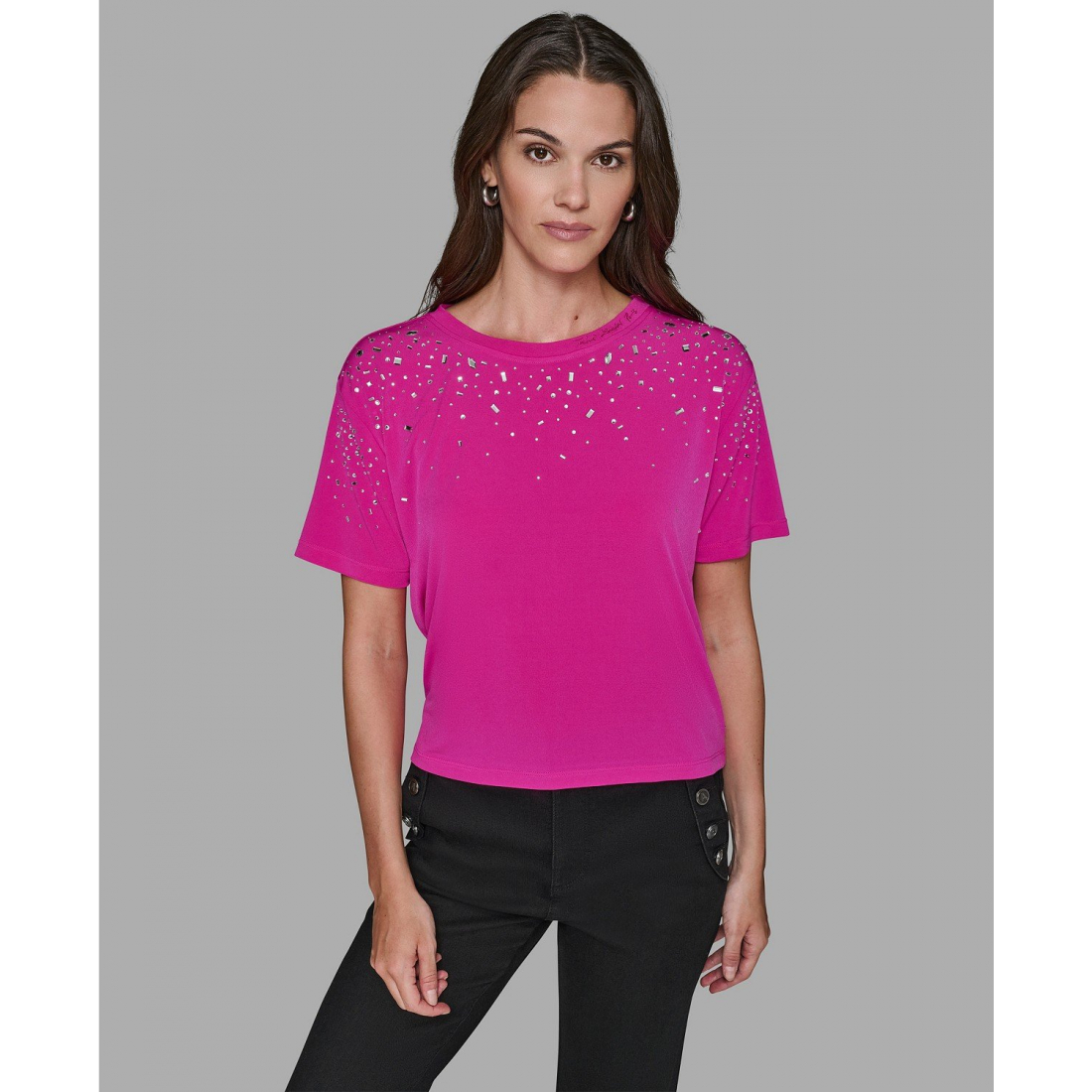 'Crewneck Embellished Top' pour Femmes