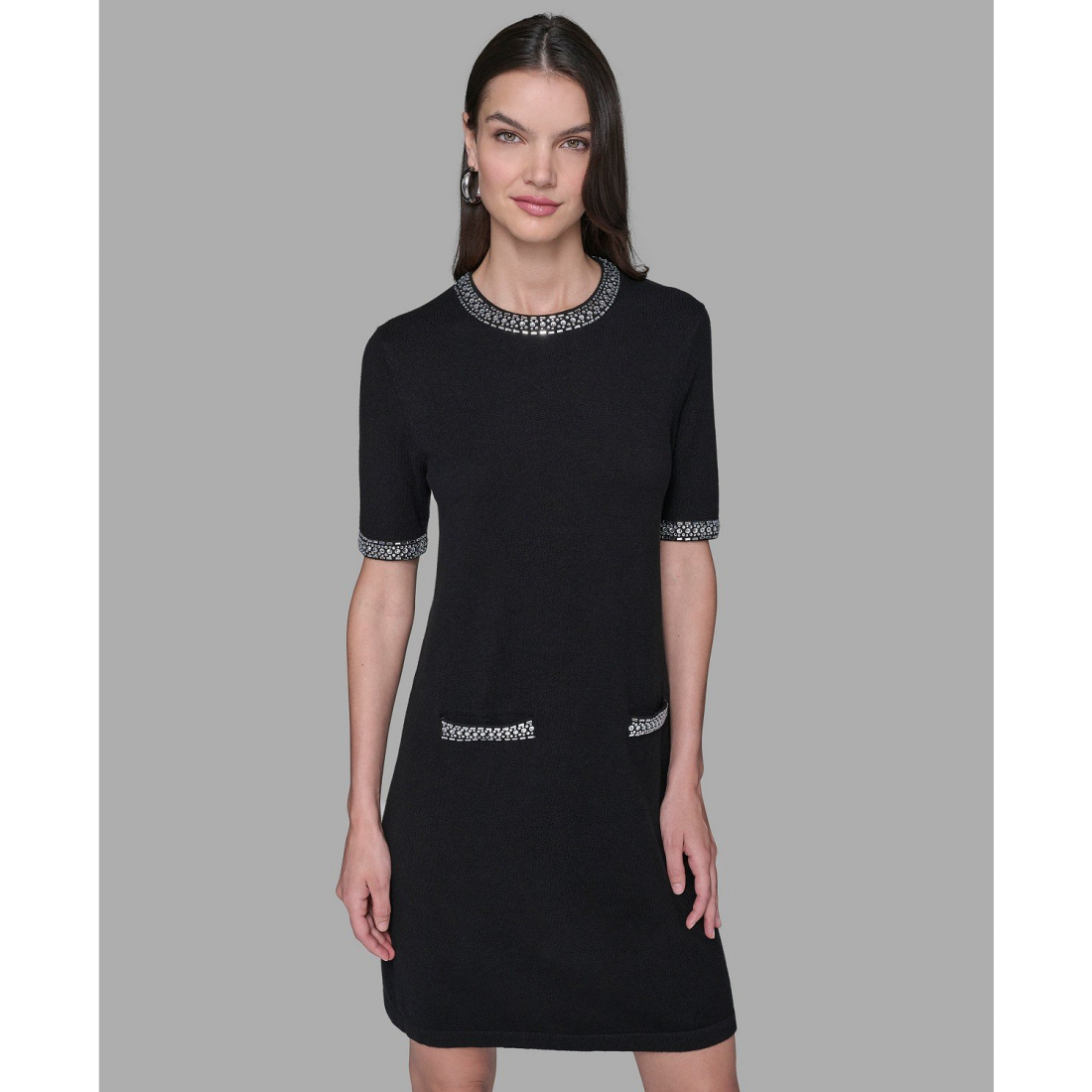 'Crewneck Embellished Shift Dress' pour Femmes