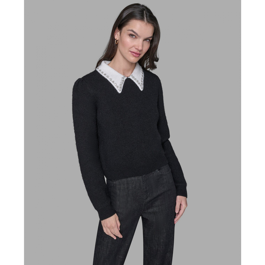 'Contrast Collar Sweater' pour Femmes