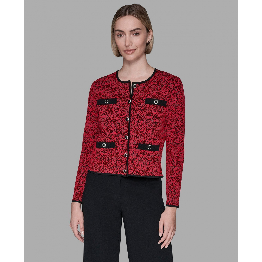 'Crewneck Pocket Detail Cardigan' pour Femmes