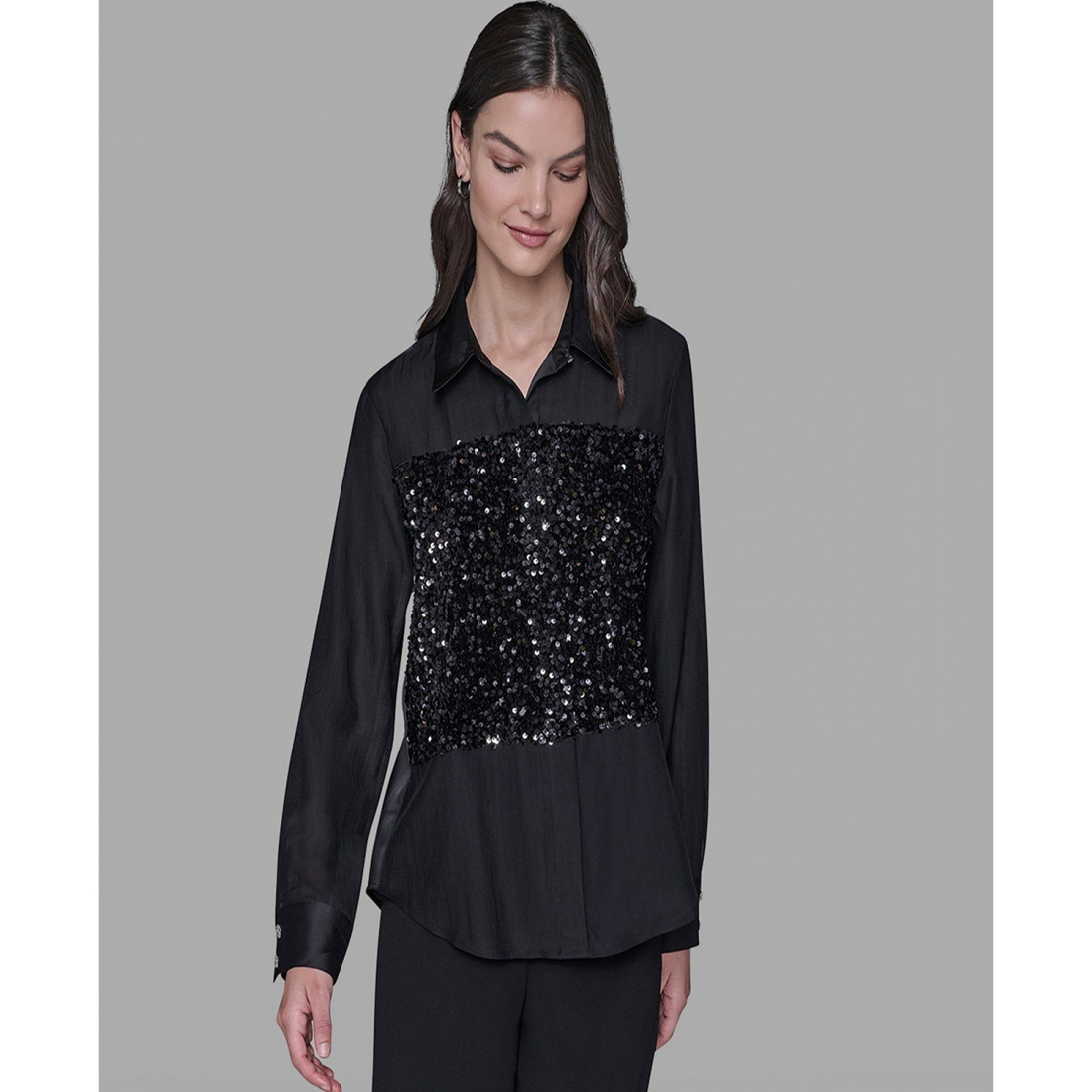 'Collar Sequin Detail Top' pour Femmes