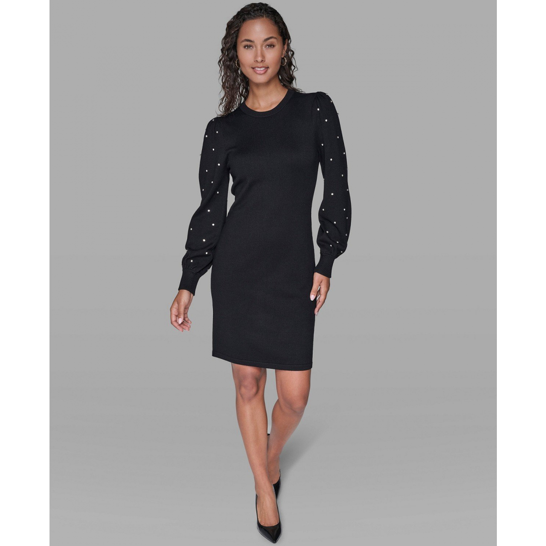 'Embellished Crew Neck Sweater Dress' pour Femmes