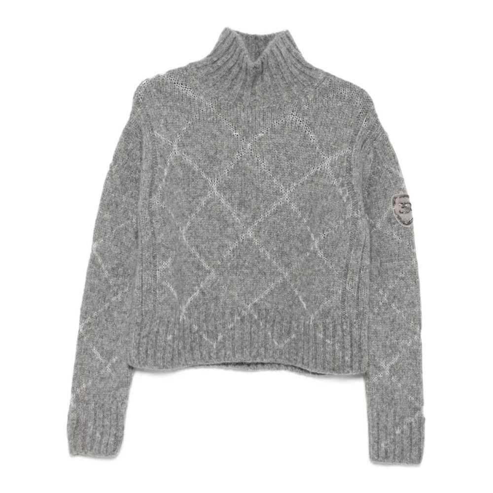 Pull 'High-Neck Diamond-Pattern' pour Femmes